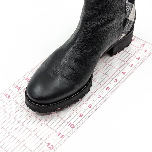 Talbots Women Tish Lug Pebble Black Leather Fabric Zip ankle boots size 10 - Picture 7 of 12